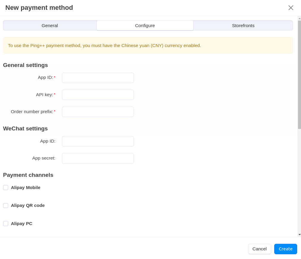 Configuring Ping++.
