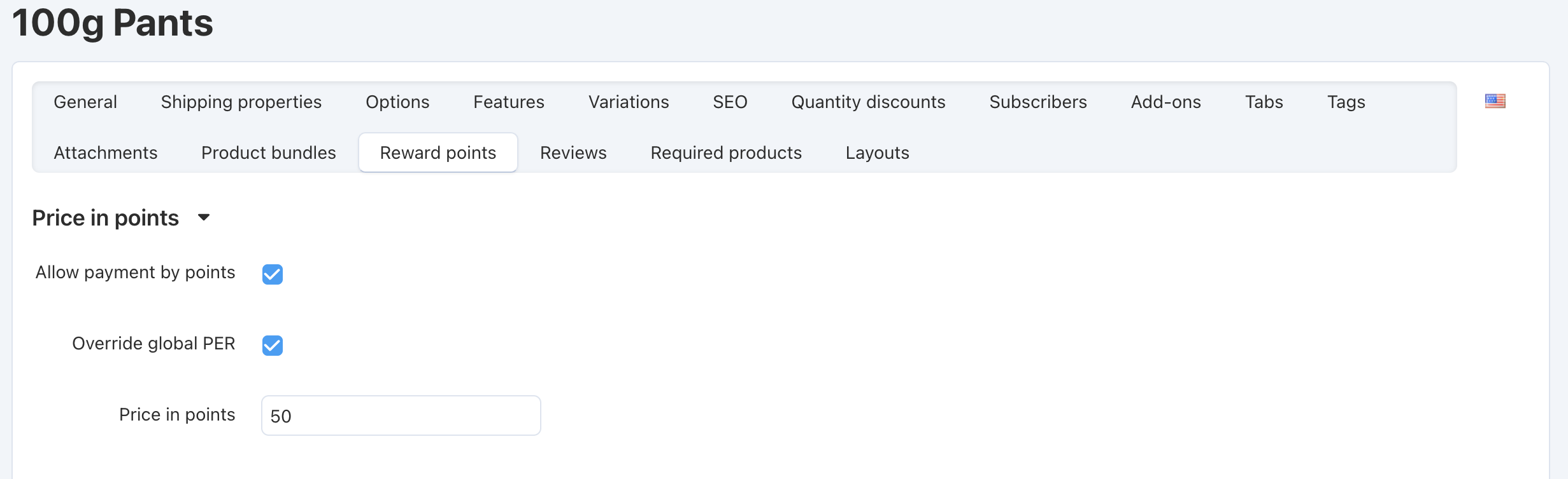 Setting a product's price in reward points in CS-Cart.