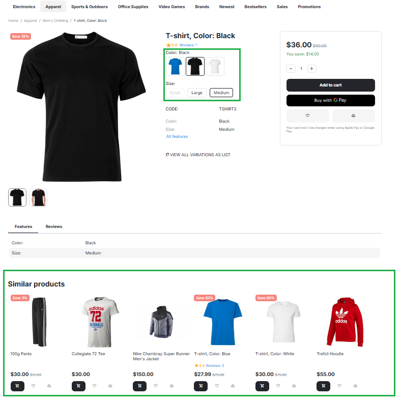 Similar products on the storefront.