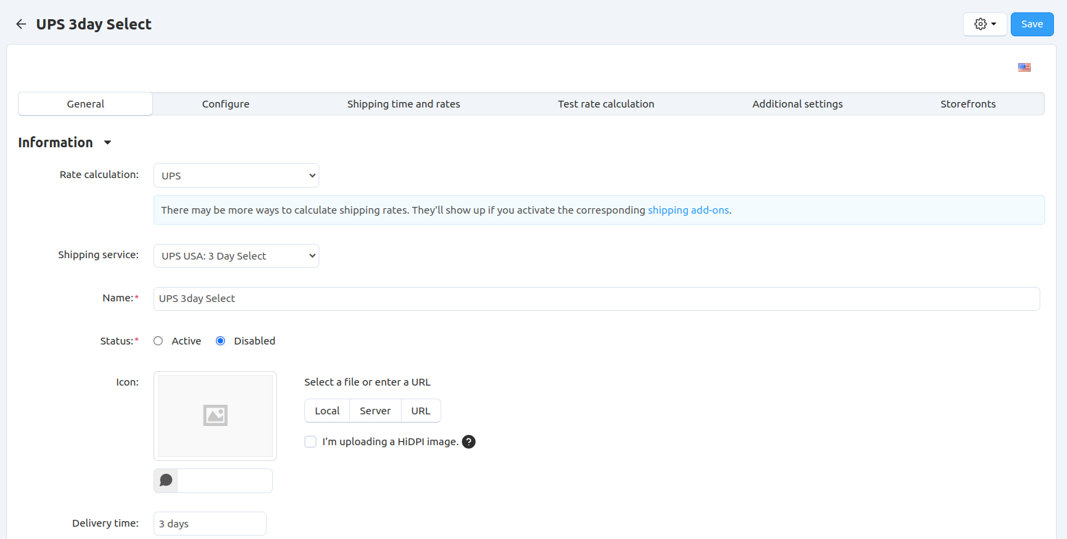 Setting up a UPS shipping method in CS-Cart and Multi-Vendor.