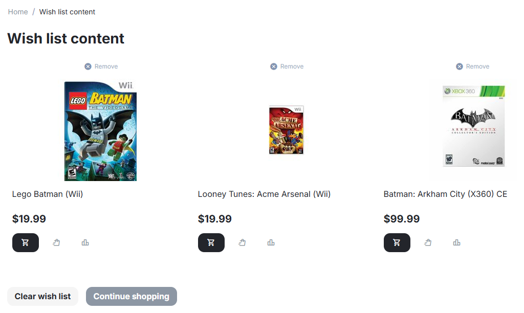 Wishlist options